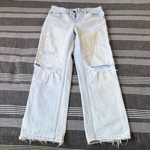 Amuse Society Light Blue Distressed Straight Leg Jeans